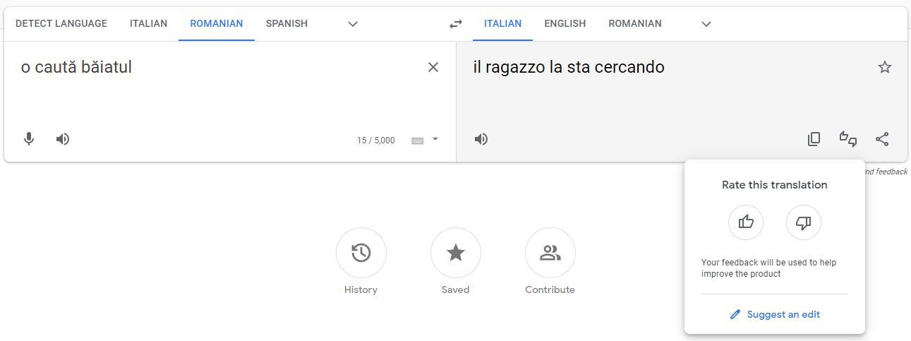 Suggesting a better translation in Google Translate