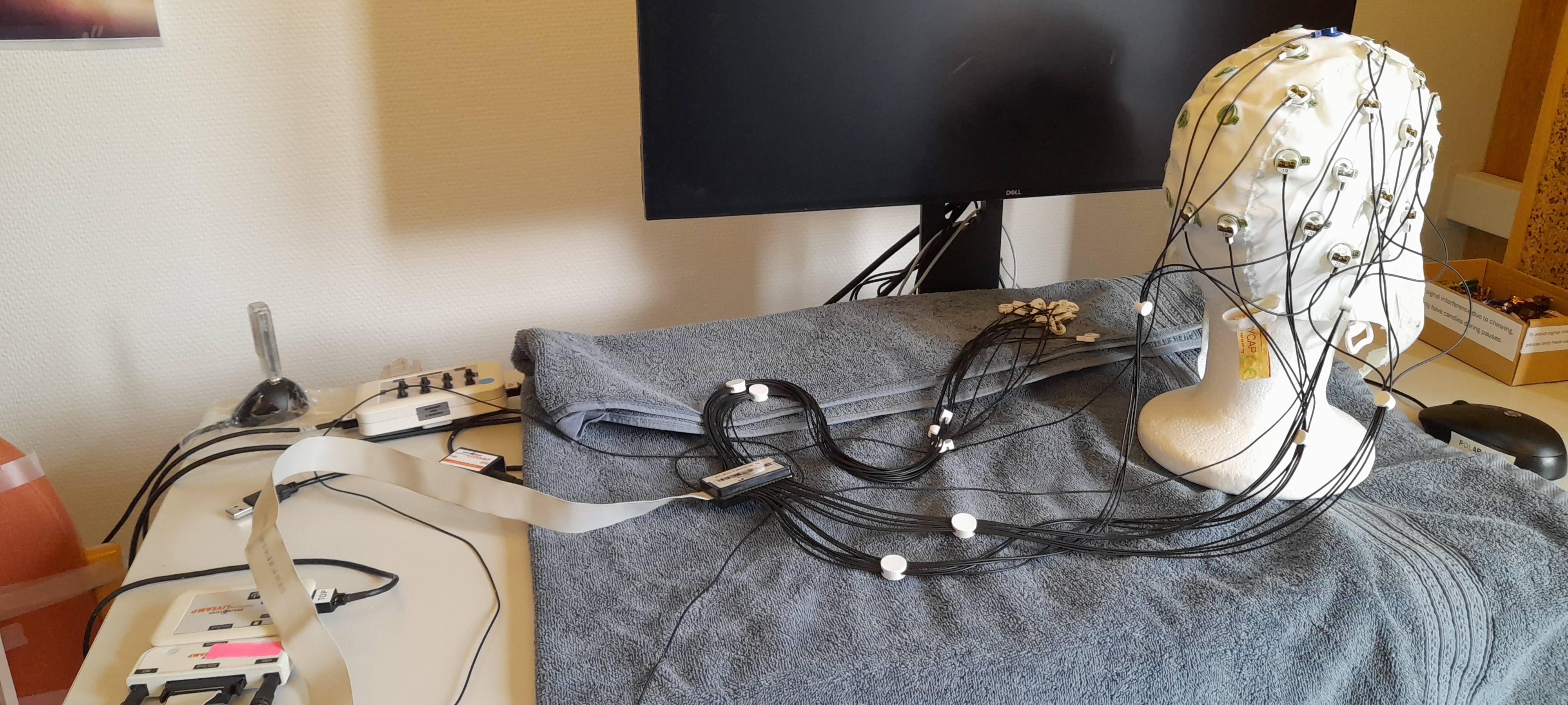 makeshift EEG lab in an office