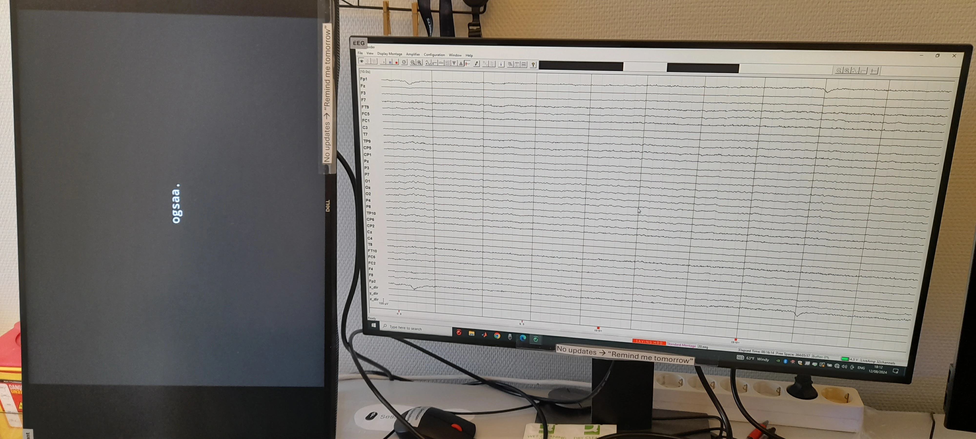 makeshift EEG lab in an office